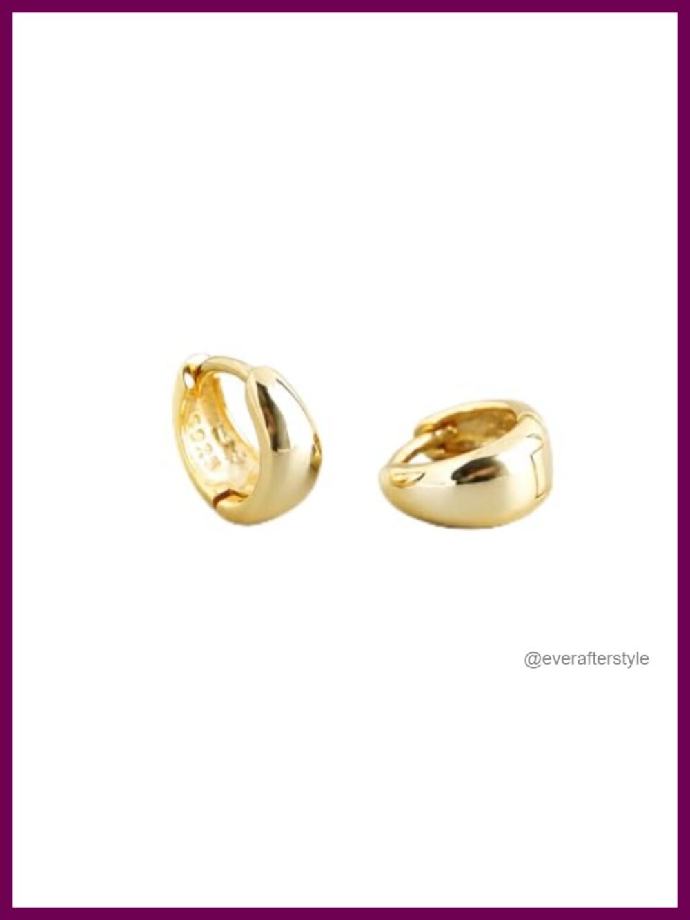 925 Sterling Silver Wide Huggie Hoop Earrings Women Snap Closure
